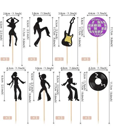 Rsstarxi 24 Pack 70's Disco Dancing Cupcake Toppers Glitter 80's Disco Dancer Cupcake Picks 70's 80's Disco Cake Decorations for Music Ball Disco Theme Wedding Birthday Party Decorations Design 1 - Buy Online on SooperMarket.com