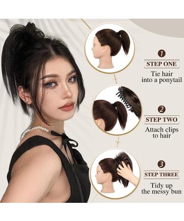 PORSMEER Claw Clip Ponytail Hair Extension - Dark Brown 10 Inch - Buy Online on SooperMarket.com