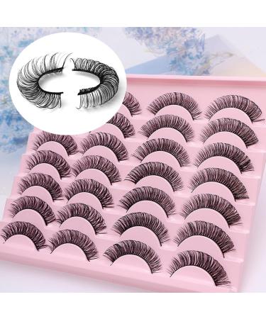 Russian False Eyelashes - Natural D Curly Strip Lashes for Parties, Weddings, Birthdays - 14 Pairs - Buy Online on SooperMarket.com