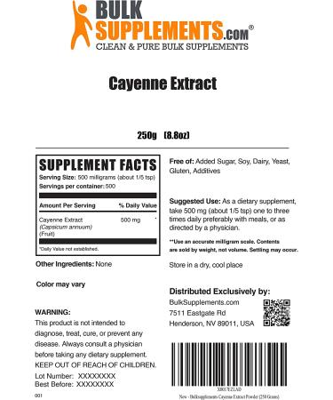 Cayenne Extract Powder | Capsaicin Blood Circulation Herbal Supplement (250g - 8.8oz) - Buy Online on SooperMarket.com
