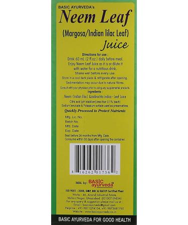 Basic Ayurveda Neem Leaf Juice 16.23 fl oz - Pure Neem Leaf Juice, 480ml (1 Pack) - Buy Online on SooperMarket.com