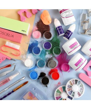 Acrylic Nail Kit for Beginners & Professionals - 3 Colors Powder, 12 Glitter Powders, Nail Tips & Supplies for Nail Extension & Decoration - DIY Acrylic Nails 147 - Buy Online on SooperMarket.com