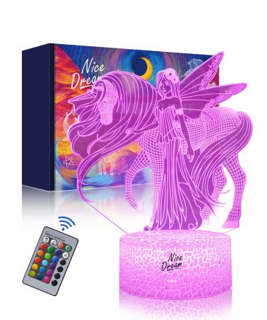 Nice dream unicorn night light for children unicorn gifts for girls remote control 16 color change dimmable children's room led light 3d illusion lamp for girls young bedroom decor 06-inhorn