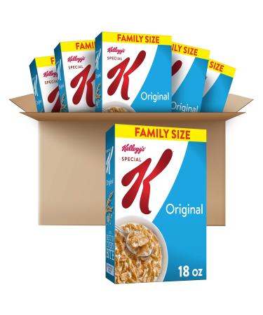 Kellogg's Special K Breakfast Cereal Original Made with Folic Acid B Vitamins and Iron Value Size 18oz Box(Pack of 6)