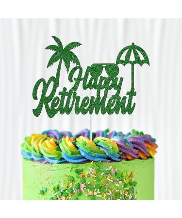 Trimming Shop Glitter Happy Retirement Cake Topper Holiday Beach Style Design for Farewell Retired Party Celebration Cake Decoration Supplies - Green - Buy Online on SooperMarket.com