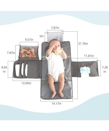 JanYoo Baby Portable Changing Pad with Wipes Pocket - Waterproof Travel Mat in Grey - Buy Online on SooperMarket.com