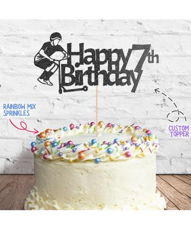 Cakeshop Cake Decoration Pack | Scooter Birthday Theme Premium Double Sided Glitter Card Cake Topper Sign & 25g Party Pack of Cake Sugar Sprinkles | Custom Age Cake Decorations (Black) Non-Prime Glitter Card: Black - Buy Online on SooperMarket.com