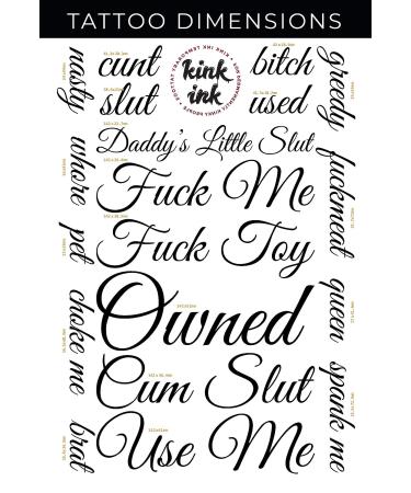 Kink Ink - 17 Cursive Black Temporary Tattoo Letters on A4 Sheet - Buy Online on SooperMarket.com