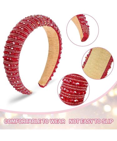 Syhood 5 Pieces Valentine's Day Rhinestone Padded Headband - Mixed Color | Wedding Hair Accessory with Crystal Beads and Glitter | Baroque Rhinestone Embellished Headpiece - Buy Online on SooperMarket.com