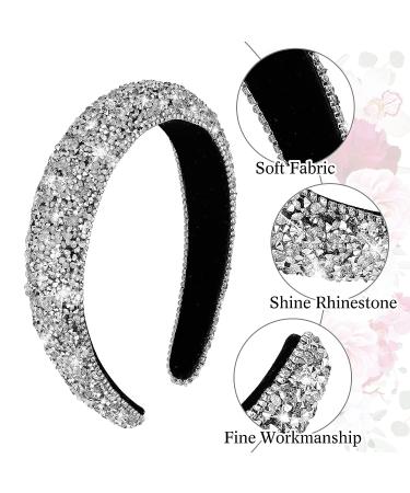 Sibba Rhinestone Padded Hairband - Crystal Beaded Wide Band Headpiece for Women - Buy Online on SooperMarket.com