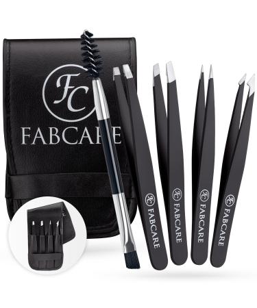 Plucking Fabcare tweezers for eyebrows (weird) including case - improved lace - professional eyebrow tweezers with anti -slide coating - plucking gim.