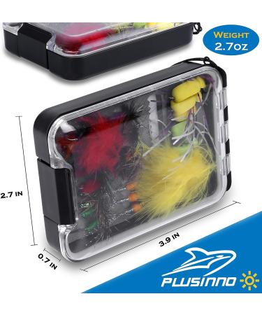 PLUSINNO Fly Fishing Flies Kit 26pcs with Handmade Dry/Wet Flies - Trout Bass Fishing Gear Assortment in Fly Box - Buy Online on SooperMarket.com