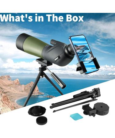 Gosky 20-60x60 HD Spotting Scope with Tripod, Carrying Bag & Phone Adapter - BAK4 45 Angled Spotter Scope for Target Shooting, Hunting & Bird Watching - Buy Online on SooperMarket.com