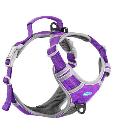 Thinkpet Anti Zug Dog harness dog harness with handle easy to control dog dishes adjustable without choking dog dishes reflective breathable upholstered (XL purple) purple XL (1 Pack)