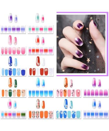 22 Sheets Pure Color Shine Flower Nail Polish Stickers with File - Nail Art Decals for Women & Girls - Buy Online on SooperMarket.com