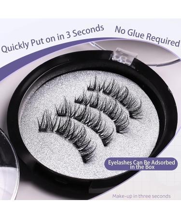 Magnetic Eyelashes Reusable Self-Adhesive Eyelashes with Applicator Natural Fluffy Curling Long Eyelashes 3D Effect Waterproof Fake Eyelash Set KS01-4 - Buy Online on SooperMarket.com