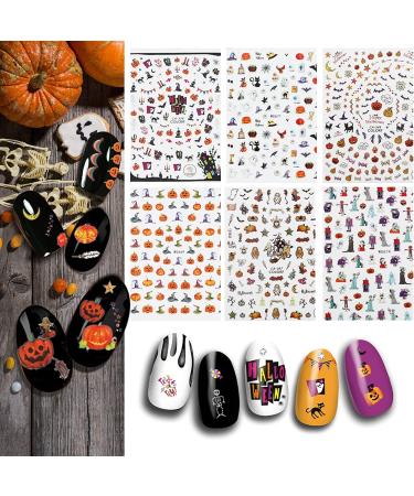 Whaline Autumn & Halloween Nail Art Stickers - 12 Sheets, Fall Leaves, Pumpkin, Bat, Ghost Patterns, Self-Adhesive Nail Decoration for Women, Girls - Perfect for Autumn Halloween Party Favors and DIY Nails - Buy Online on SooperMarket.com