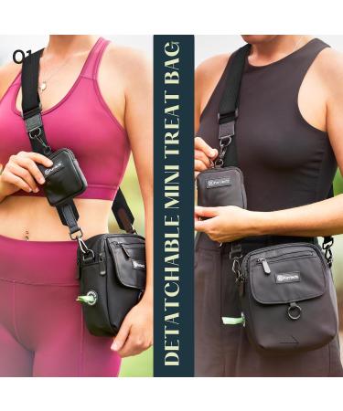 Purrfects Dog Walking Bag Crossbody | Black Waterproof Dog Treat Pouch with Poop Bag Dispenser - Durable & Convenient for Training - Buy Online on SooperMarket.com