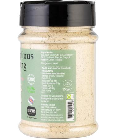 Scrumptious Seasoning 150g Pot - Available in Multiple Flavours - Allergen Free Keto & Vegan Sustainable and Handmade in Britain (Sage & Onion) - Buy Online on SooperMarket.com