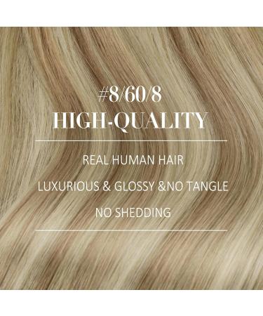 Youngsee Clip In Extensions - Real Hair Ombre 50cm Balayage Medium Brown & Platinum Blonde - 120g 7pcs - Premium Quality Hair Extensions - Buy Online on SooperMarket.com