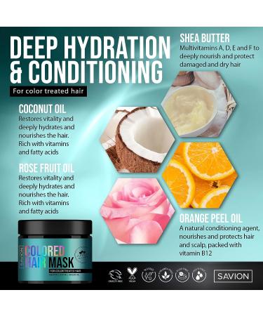Savion Color Safe Hair Mask - Repair & Nourish Damaged Hair - with Keratin, Biotin, Collagen & Oils - Made in USA - Buy Online on SooperMarket.com