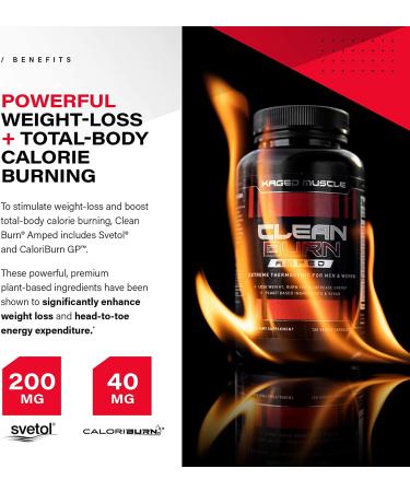 Kaged Muscle Clean Burn Amped Extreme Thermogenic for Men & Women  Weight Loss Supplement with Organic Caffeine  120 Veggie Caps Stimulant 120 Count (Pack of 1) - Buy Online on SooperMarket.com