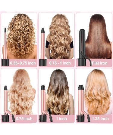 6 in 1 Wand Curling Iron Set with Flat Iron Hair Straightener - Professional Dual Voltage Hair Styling Hot Tools in Red - Buy Online on SooperMarket.com