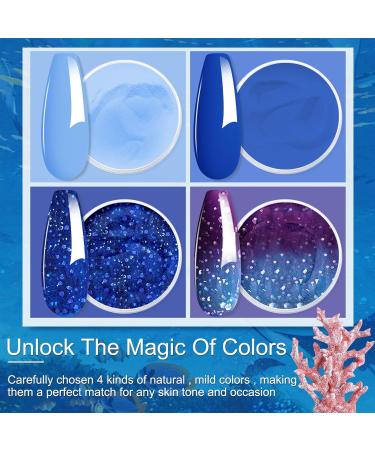 Honey Joy Dip Powder Nail Kit - Starter Set 4 Colors - Navy Blue, Sky Blue, Purple Glitter - No LED Lamp Needed - 7pcs Set for DIY Manicure - Buy Online on SooperMarket.com