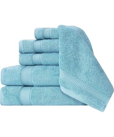 La Hammam Fine Living 6-Piece Cotton Towel Set - Soft & Absorbent Towels for Bathroom, Kitchen, Hotel, Gym & Spa - Aqua - Buy Online on SooperMarket.com