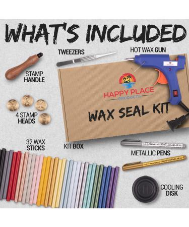 Wax Stamp Kit - 16 Colors Quick Melt Wax Gun with Seal Heads & Metallic Pens - Perfect for Wedding Invites & Christmas Letter Sealing - Buy Online on SooperMarket.com