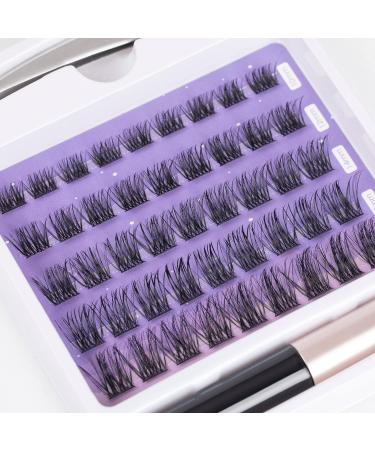 Curl 45 Clusters DIY False Eyelashes Kit with Clear Glue - Natural Easy Fan Russian Lashes Extensions | Reusable Soft Individual Lashes 10-16mm - OP04 - Buy Online on SooperMarket.com