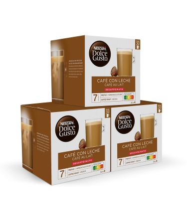Nescaf Dolce Gusto Caf Au lait Decaffeinato XXL storage box 90 coffee capsules (robusta beans decaffeinated milk coffee intensity 7) 3 pack (3 x 30 capsules) Coffee 30 pieces (3 Pack)