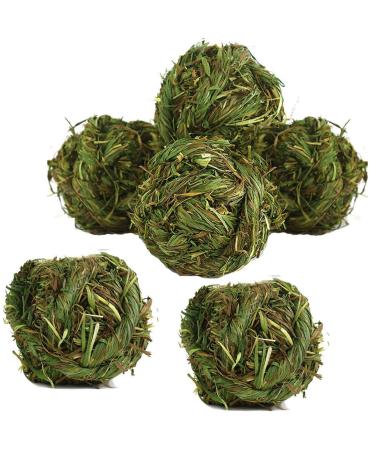 Rabbit Chew Ball Timothy Grass Grinding Small Animal Activity Play Chew Toys for Bunny Rabbits Hamster Guinea Pigs Gerbils 6PCS grass ball