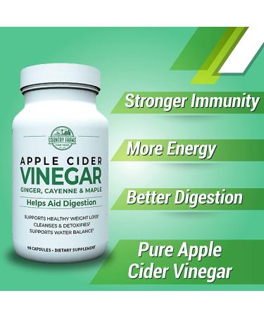 Country Farms Apple Cider Vinegar Capsules with Ginger, Cayenne, Maple - 90 Count - Buy Online on SooperMarket.com