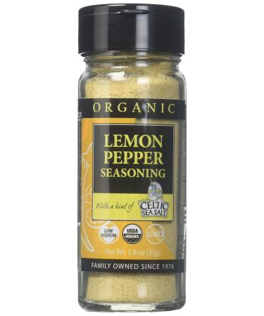 Gourmet Celtic Sea Salt Organic Lemon Pepper Seasoning Shaker – Delicious, Bold Lemon Pepper Sea Salt Adds Flavor to a Variety of Dishes, Hand Crafted and Organic, 1.8 Ounces