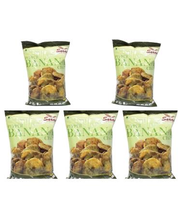 Saras Pepper Banana Chips 200g (Pack of 5) | Spiced to Perfection South Indian Snack | Crispy Delight with Authentic Flavour