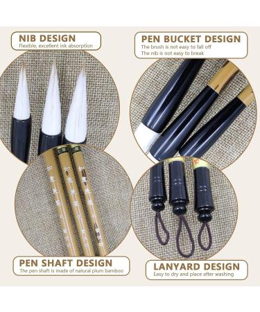 Huakaile Chinese Writing Brushes Set with Bamboo Holder - Traditional Calligraphy and Painting Ink Brushes (Large, Medium, Small) - Buy Online on SooperMarket.com