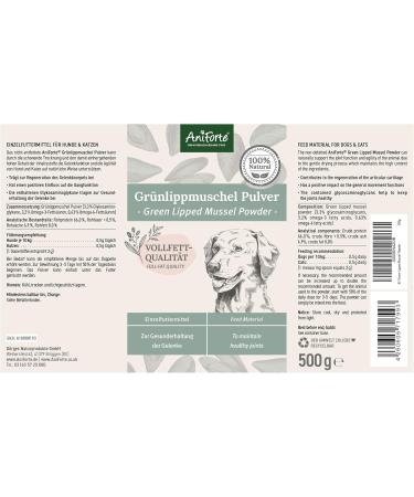 Aniforte Green Lip Powder for Dogs 500g - 2023 Comparison Winner for Joint Health | Natural Full-Fat Formula with High Acceptance - Buy Online on SooperMarket.com