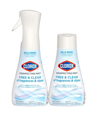 Clorox Free & Clear Disinfecting Mist Household Essentials 1 Spray Bottle and 1 Refill 14 Fl Oz Each