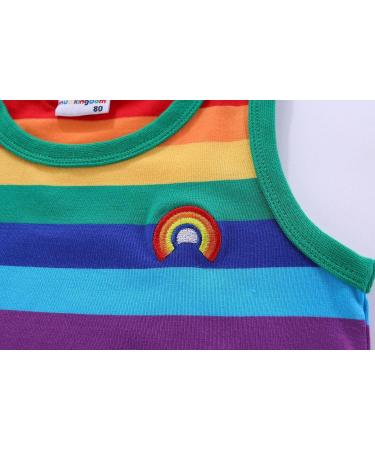 Mud Kingdom Boys Rainbow Stripe Sleeveless T-Shirt - Green, Size 7-8 Years - Buy Online on SooperMarket.com