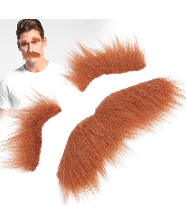 Mustaches Eyebrow Set Self Adhesive Fake Beard and Fake Eyebrow Set False Facial Hair Costume Accessory for Adults Brown - Buy Online on SooperMarket.com
