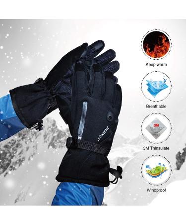 PHRIXUS Mens & Womens Ski Gloves Waterproof Winter Warm 3M Thinsulate Skiing & Snow Gloves Snowboard Snowmobile Gloves Winter Cold Weather Windproof Gloves Large Black - Buy Online on SooperMarket.com