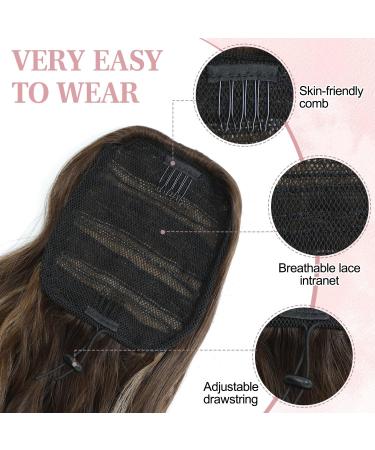 MORICHY Ponytail Extension 26Inch Long Wavy Drawstring Ponytail Synthetic Curly Pony Tails Fake Hair Natural Brown Ponytail Hair Extension for Women (Natural Brown) 26Inch Natural Brown - Buy Online on SooperMarket.com