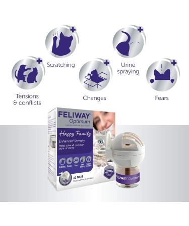 Feliway Optimum refill the best solution to ease cat anxiety cat conflict and stress in the home & Classic 20ml Spray comforts cats and helps solve behavioural issues and stress - 20ml + Classic 20ml Spray - Buy Online on SooperMarket.com