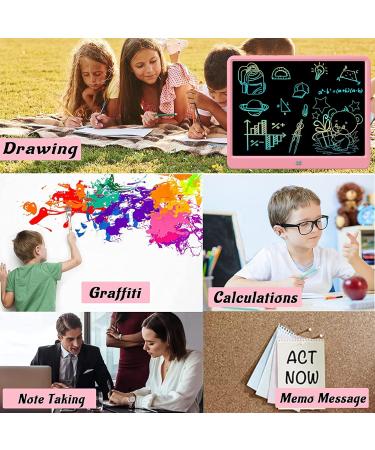 DEECAM 15-Inch Pink LCD Writing Board for Kids | Reusable Educational Tablet with Locking Function | Perfect Gifts for Boys & Girls - Buy Online on SooperMarket.com