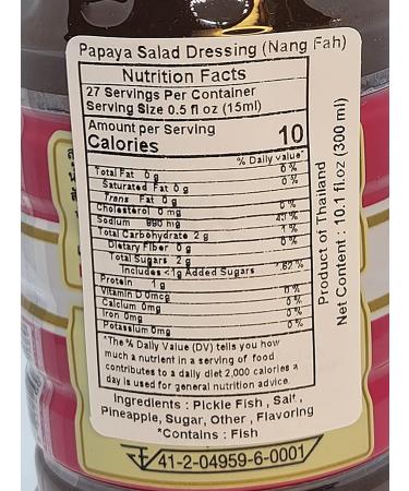 Angel Thai Fermented Fish Sauce White Cap Nang Fa Nam Pla Ra Papaya Salad Dressing 300ml - Pack of 3 - Buy Online on SooperMarket.com