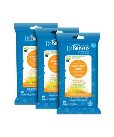 Dr. Brown's Nose and Face Wipes for Babies and Toddlers - 30ct - 3 Pack 30 Count (Pack of 3)