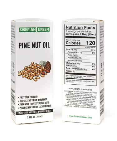 2 Pack Siberian Pine Nut Oil - 100% Natural Extra Virgin Cold Pressed, 2x100ml | Unrefined Raw No-GMO Vegan | Healthy Diet Food Grade (2 Bottles) - Buy Online on SooperMarket.com