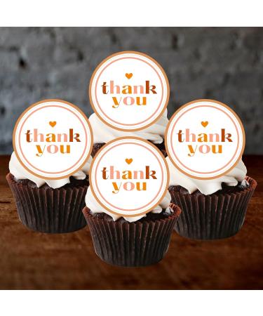 PRECUT Thank You Cupcake Toppers Theme #2 Edible Thank You Cake Decorations Thank You Cupcake Topper Thank You Cake Toppers Edible Thanks Birthday Decoration (Pack of 24) - Buy Online on SooperMarket.com