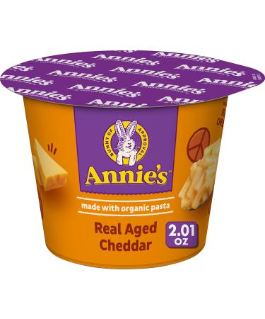 Annie's Macaroni and Cheese, Real Aged Cheddar, Microwavable Dinner, 2.01 oz. Cup (Pack of 12)